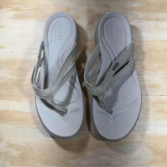 Crocs Beige Sandals Women’s Size 11 - Picture 2 of 6